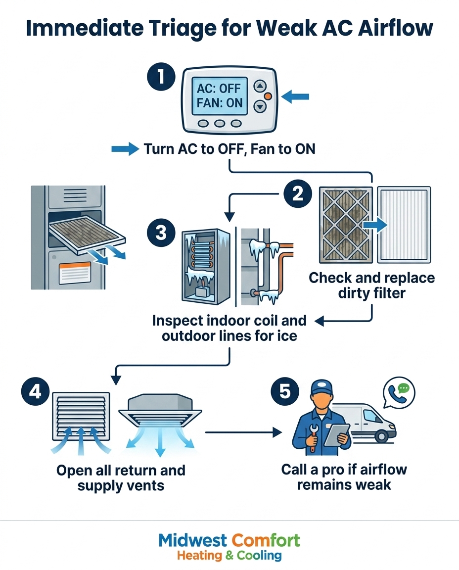 Immediate Triage for Weak AC Airflow