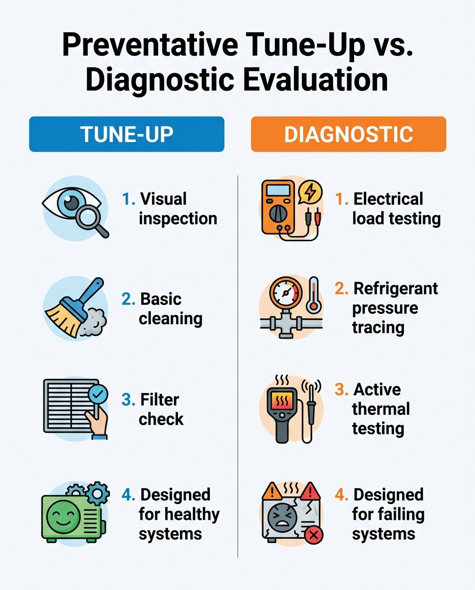 Preventative Tune-Up vs. Diagnostic Evaluation