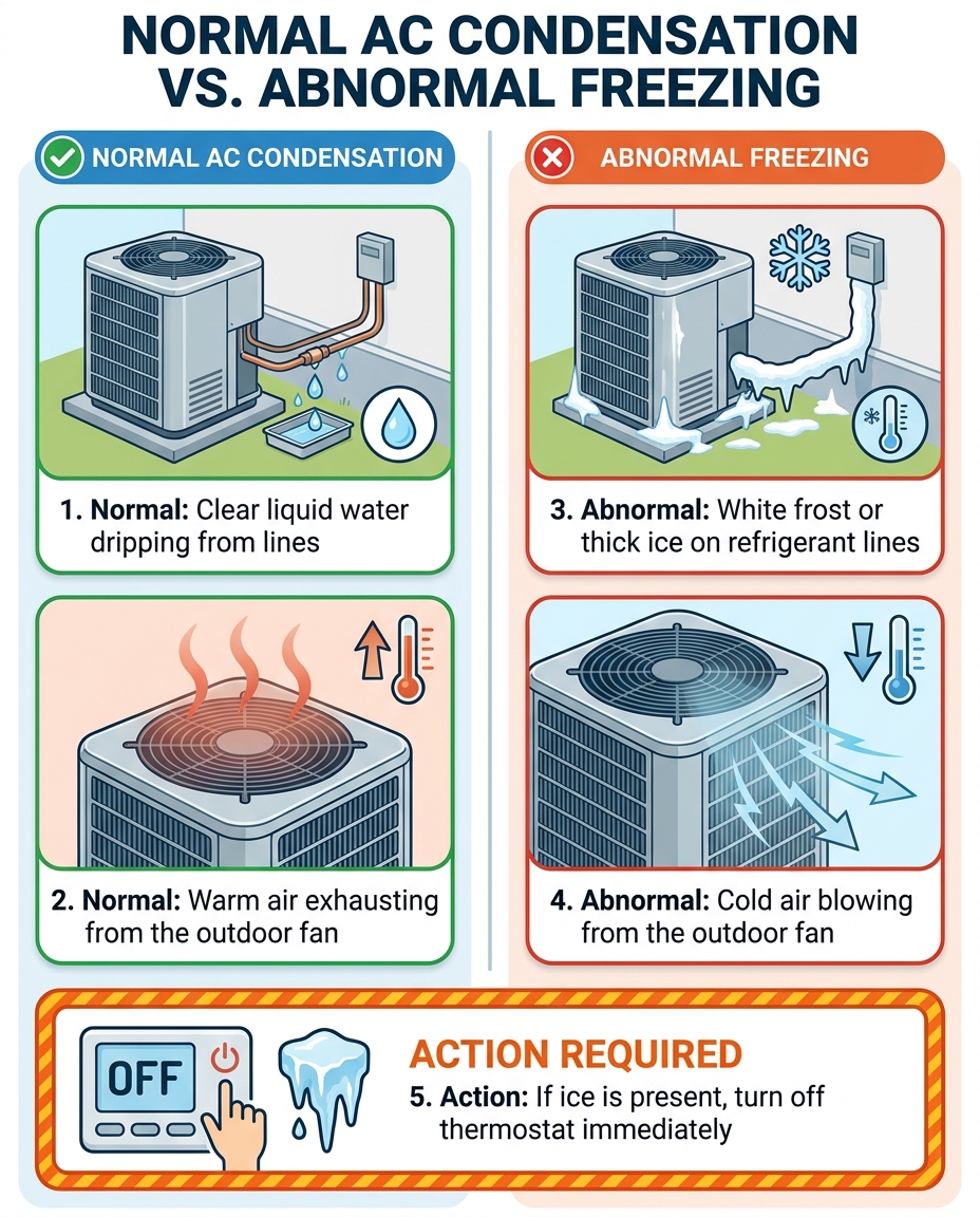 Normal AC Condensation vs. Abnormal Freezing