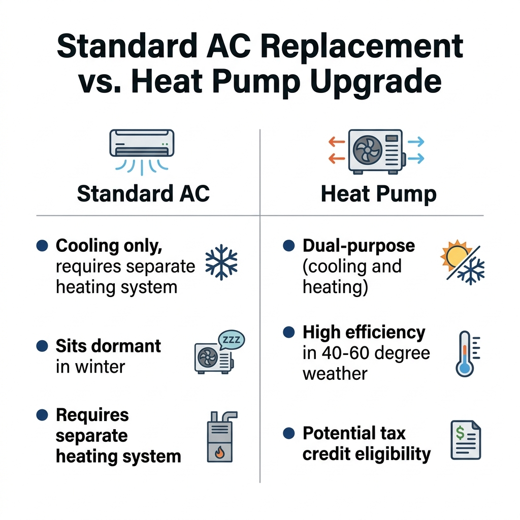 Standard AC Replacement vs. Heat Pump Upgrade