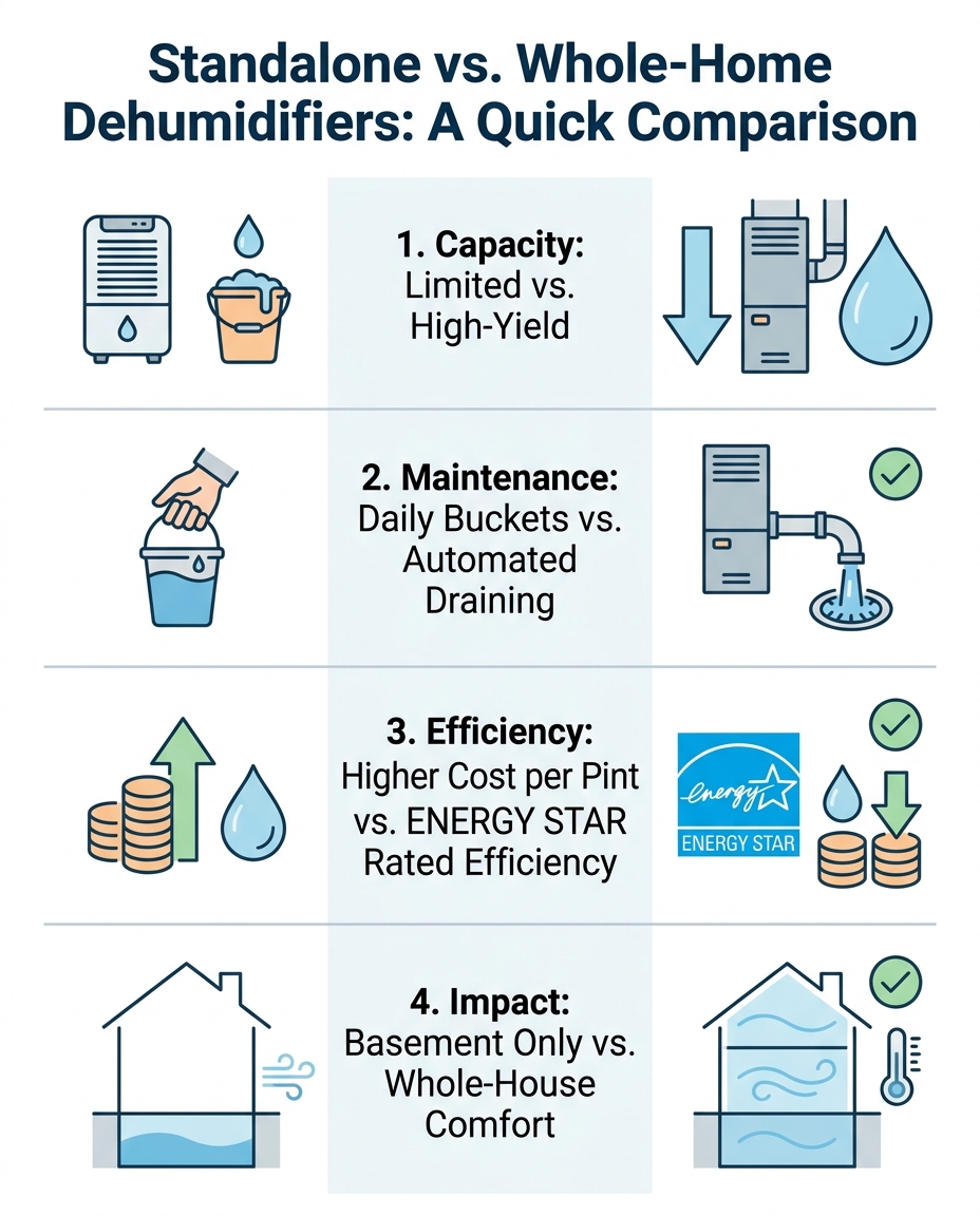 Standalone vs. Whole-Home Dehumidifiers: A Quick Comparison