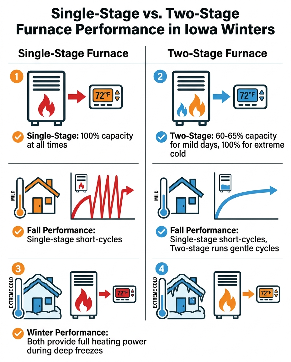 Single-Stage vs. Two-Stage Furnace Performance in Iowa Winters