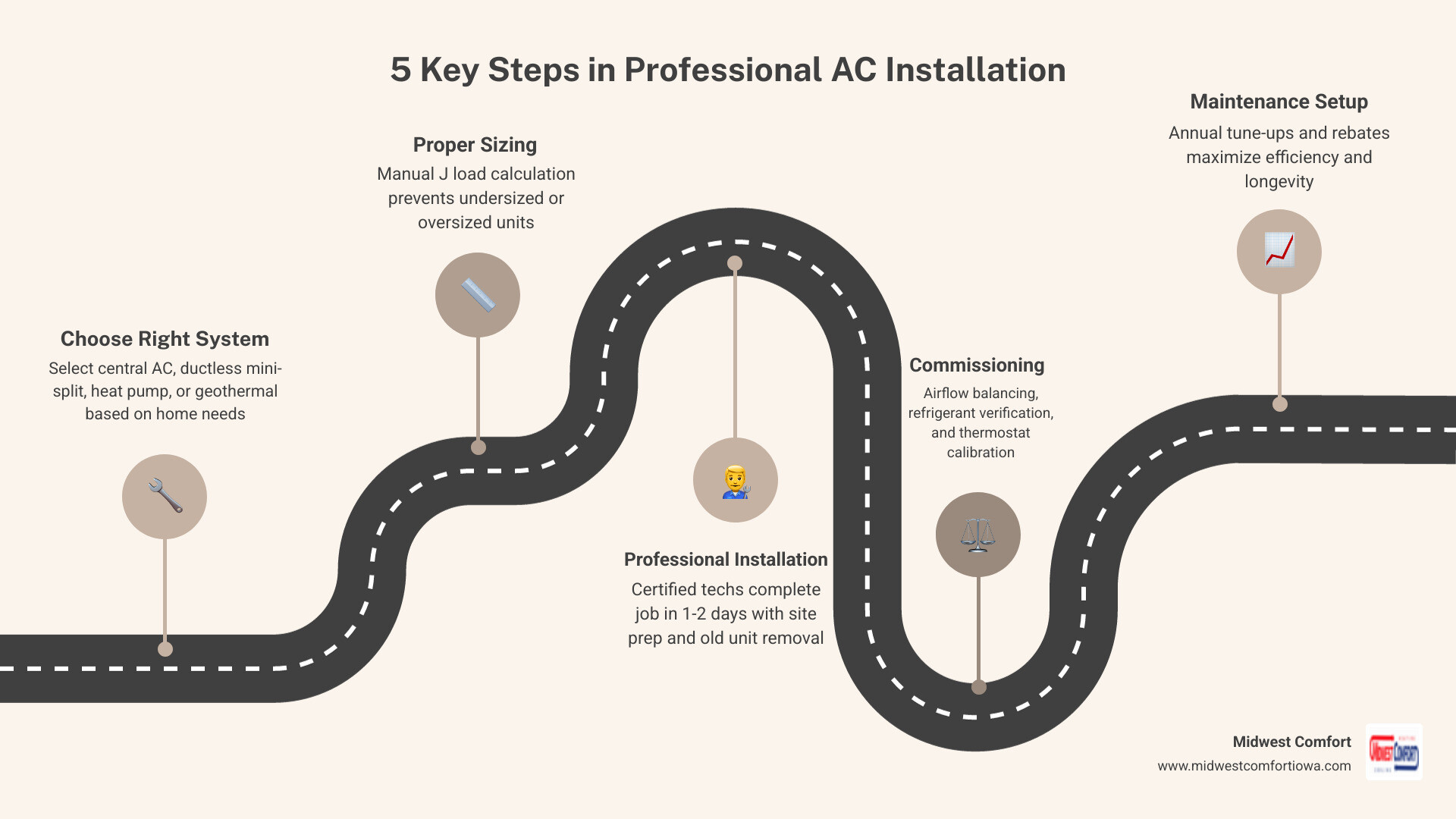Infographic: Benefits of professional AC installation in Des Moines IA — system types, energy savings, and key steps - ac Infographic: Benefits of professional AC installation in Des Moines IA — system types, energy savings, and key steps - ac