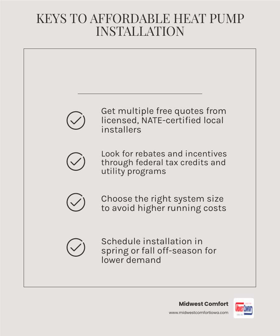 Infographic showing how heat pumps transfer heat for cooling and heating and key ways to save on installation in Des Moines Infographic showing how heat pumps transfer heat for cooling and heating and key ways to save on installation in Des Moines