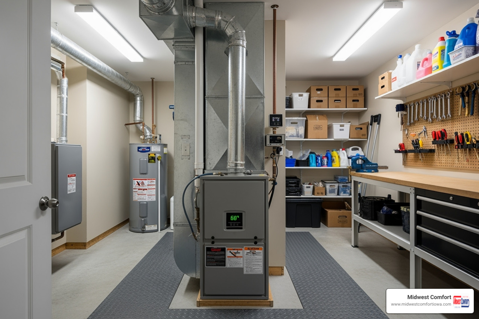 An image showing a clear, accessible path leading to an indoor furnace in a well-organized utility room - after hours service altoona An image showing a clear, accessible path leading to an indoor furnace in a well-organized utility room - after hours service altoona