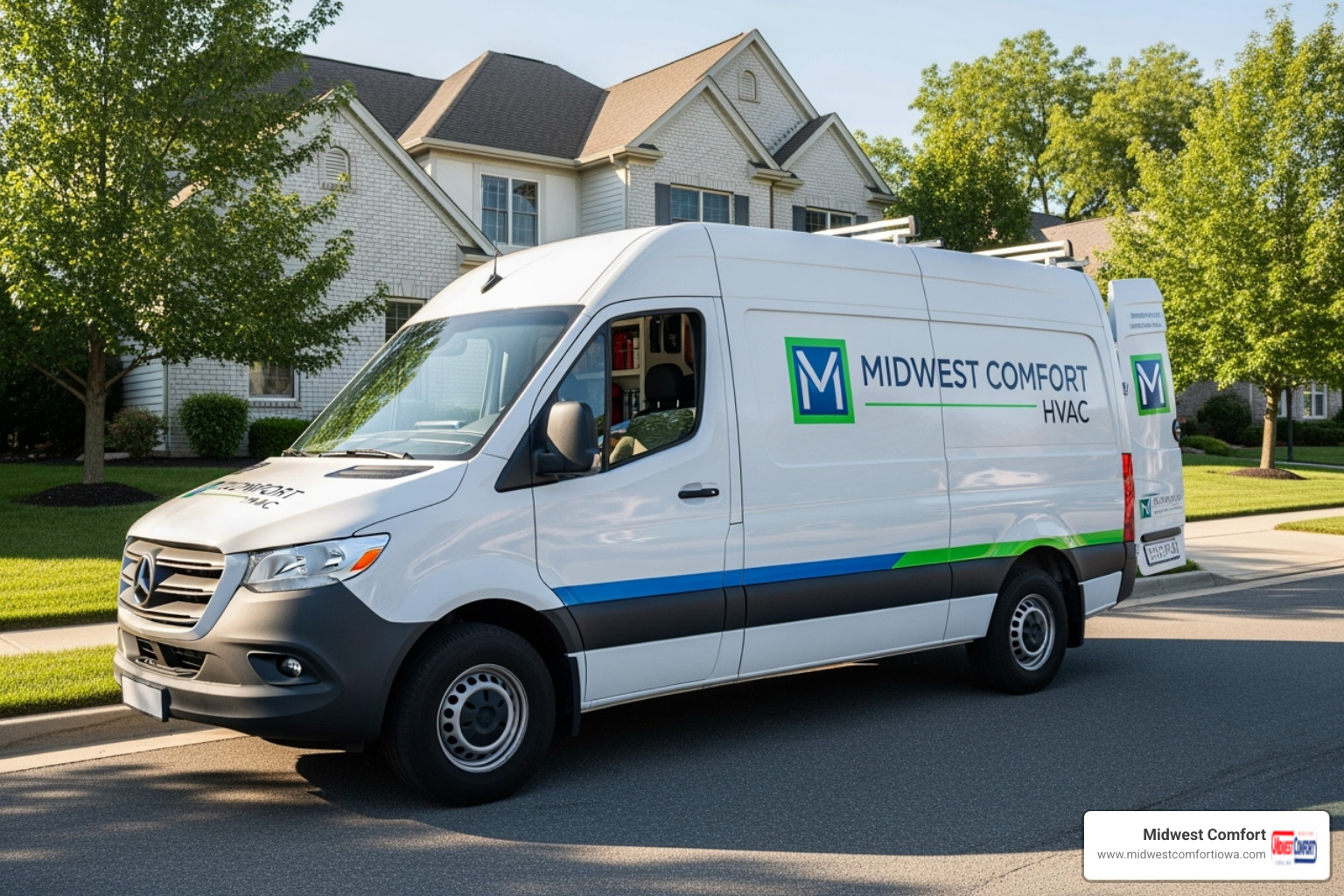 Midwest Comfort branded service van - best ac company des moines