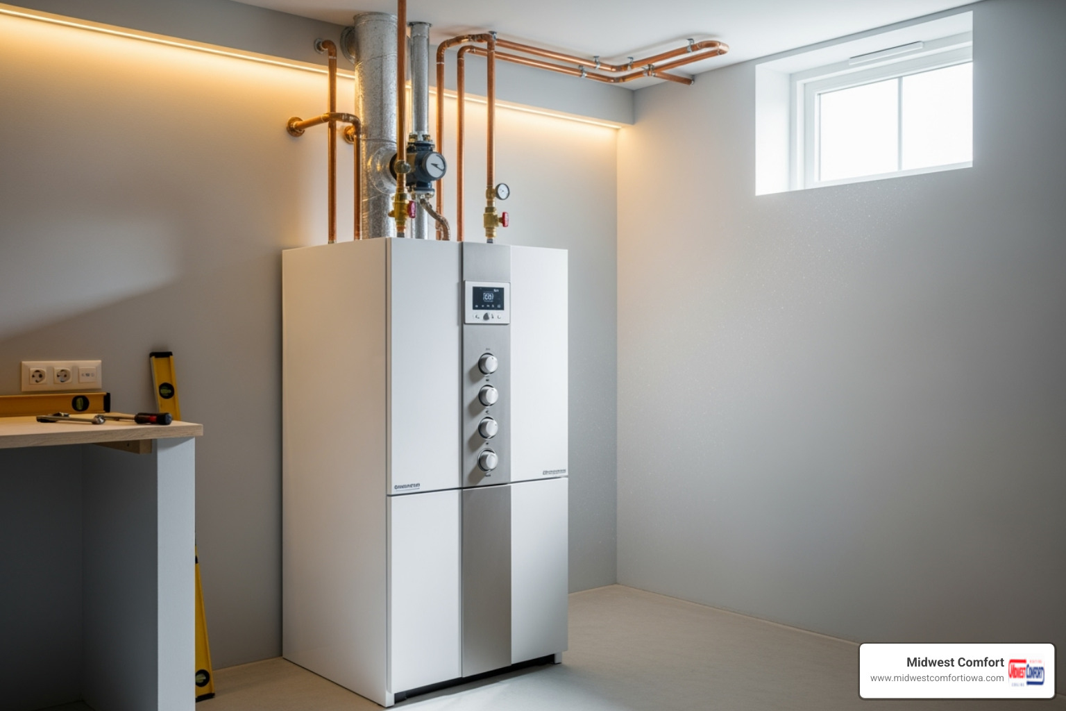 new, modern boiler installed in a clean basement - boiler repair des moines new, modern boiler installed in a clean basement - boiler repair des moines