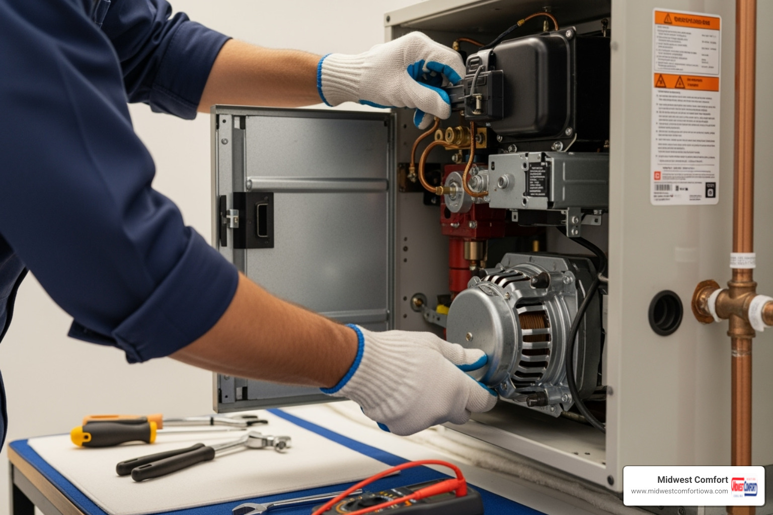 technician performing furnace tune-up - heating contractor ankeny technician performing furnace tune-up - heating contractor ankeny