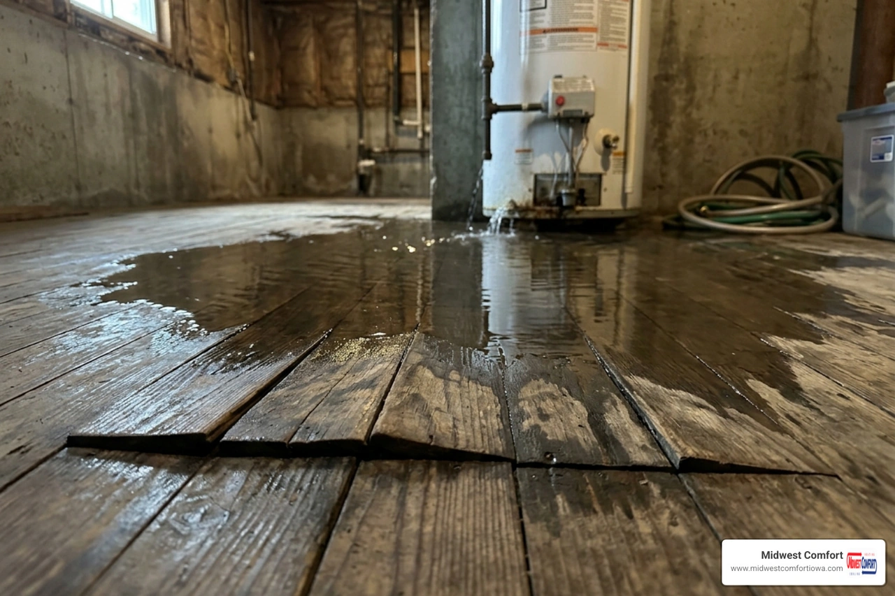 water damage on flooring from a burst pipe or leaking appliance - how to shut off your water heater in an emergency water damage on flooring from a burst pipe or leaking appliance - how to shut off your water heater in an emergency