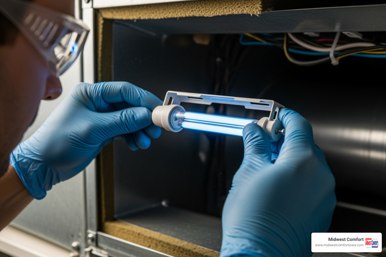 technician replacing a UV bulb - uv light installation waukee