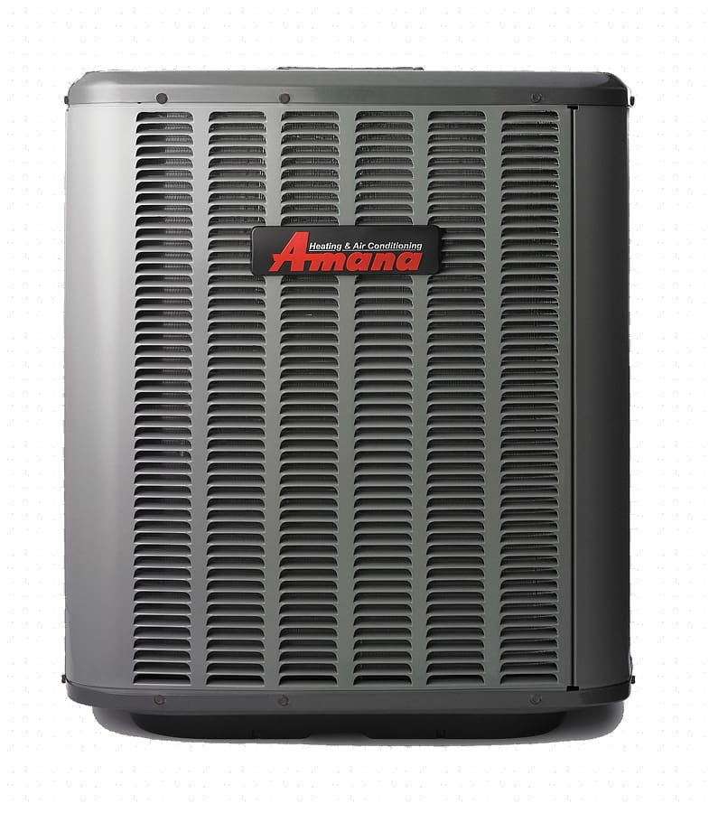Amana high-efficiency outdoor AC unit installed and serviced by Midwest Comfort
