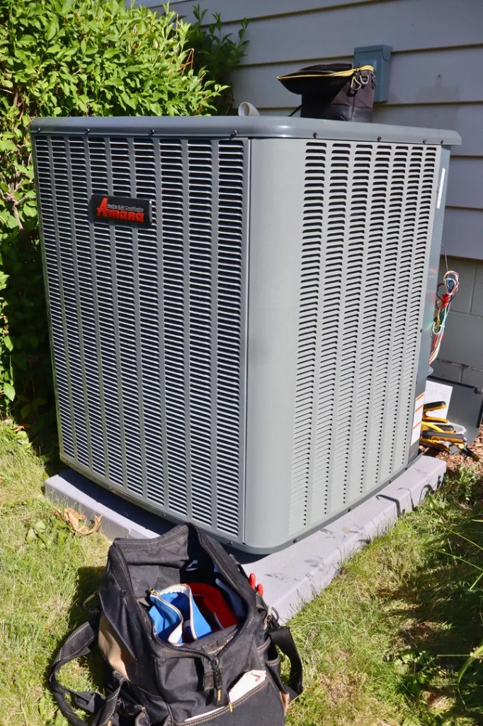 Amana air-conditioning system installed by Midwest Comfort in a Des Moines-area home