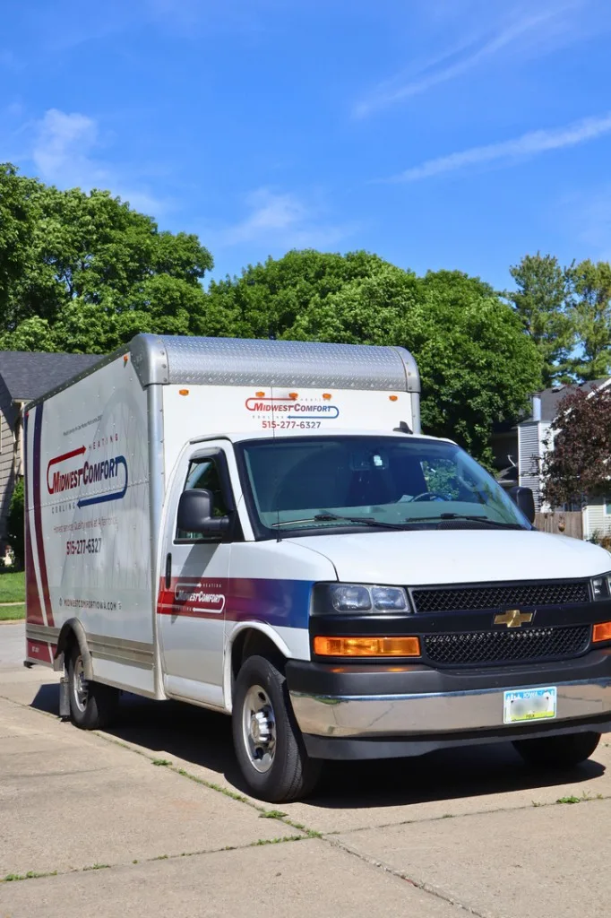 Midwest Comfort Heating & Cooling branded service truck